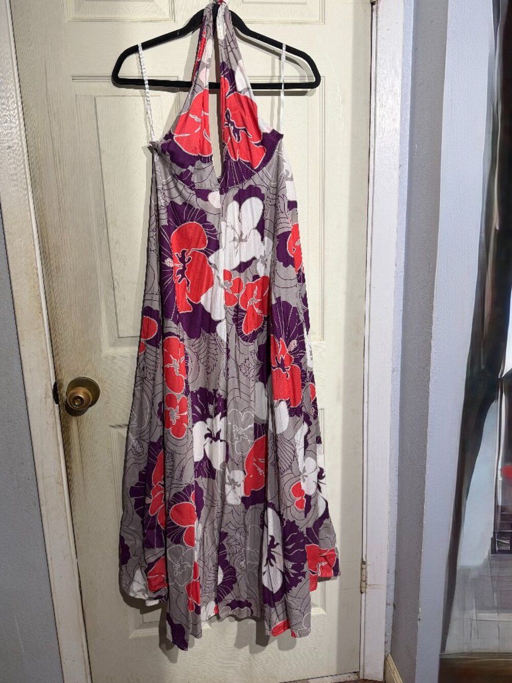 Manuhealiʻi Hawaii Floral Hibiscus Halter Maxi Dress Size S
